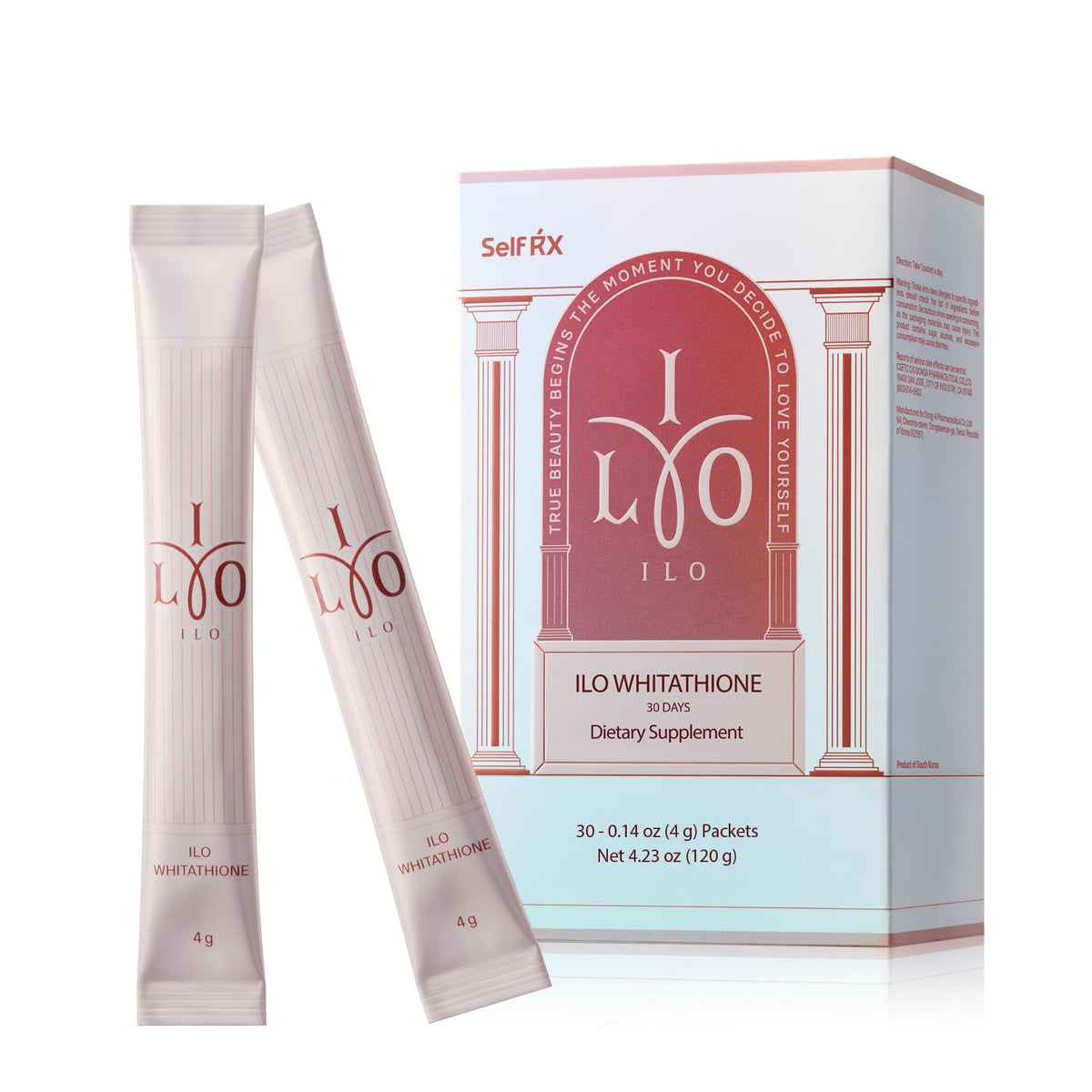 ILO Whitathione, empaquetage stick, pratique pour une routine beauté quotidienne.
