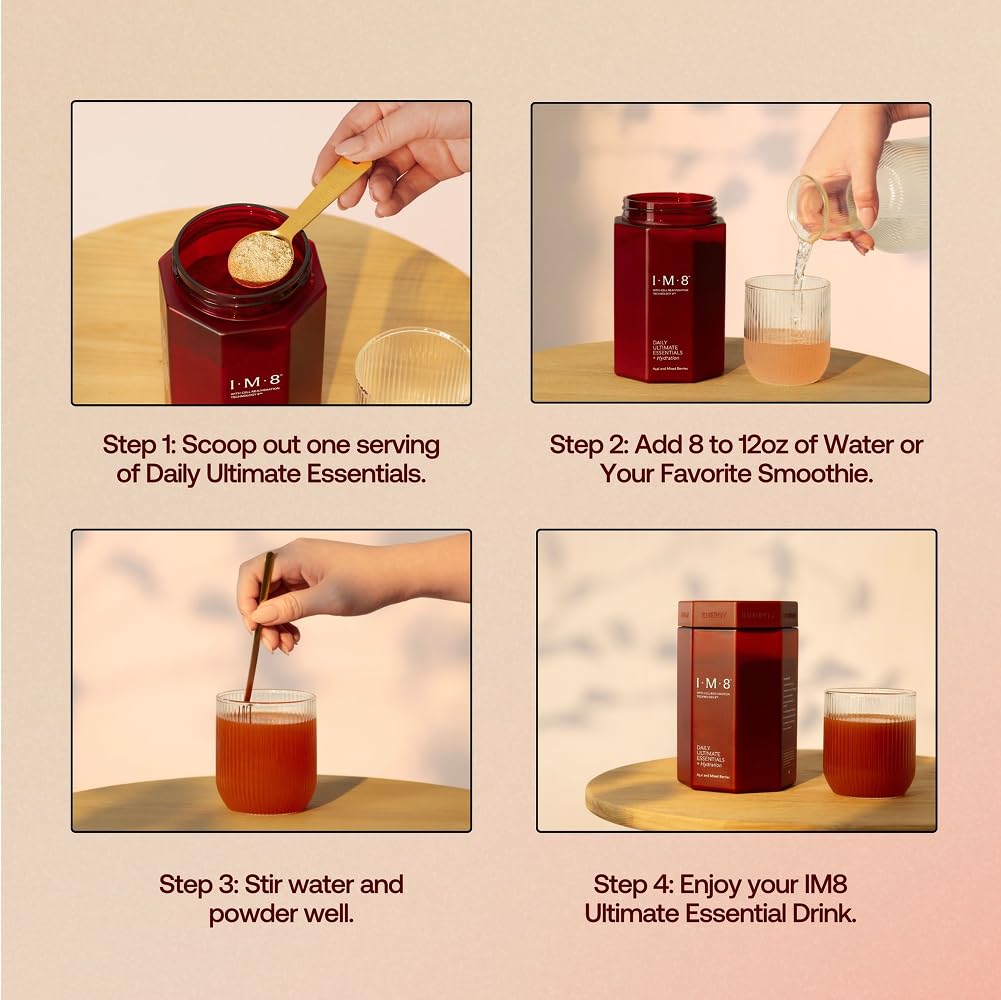 IM8 Daily Ultimate Essentials hydratation et digestion: soutien potentiel quotidien.