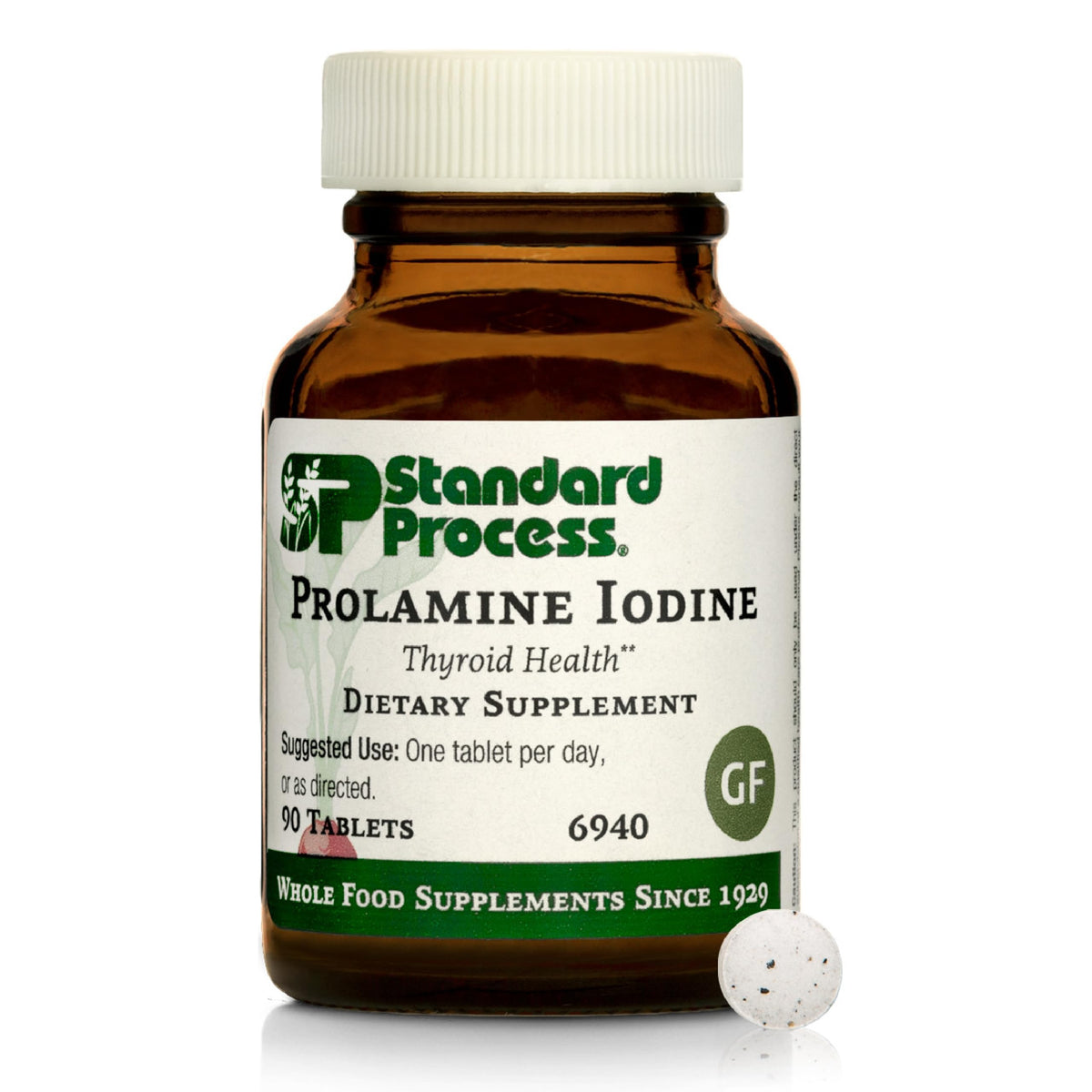Standard Process Prolamine Iodine – Supplément d'iode pour la santé thyroïdienne – Sans gluten, Sans lait et Sans soja – 90 comprimés