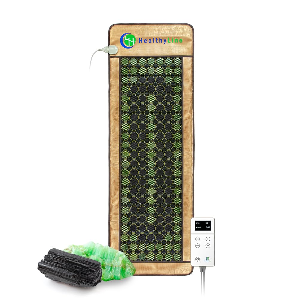 HealthyLine Far Infrared Heating Pad with Jade & Tourmaline Stones – Deep FIR Therapy, EMF-Shielded, 72x24