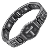 iHeartDogs Hero Company Magnetic Bracelet for Men - 'For The Fallen' Arlington Magnetic Stainless Steel Men's Cross Christian Bracelet