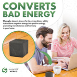 Shungite World Cube Brut 30 mm – Protection Énergétique, Déco Bureau & Méditation