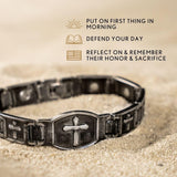 iHeartDogs Hero Company Magnetic Bracelet for Men - 'For The Fallen' Arlington Magnetic Stainless Steel Men's Cross Christian Bracelet