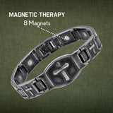 iHeartDogs Hero Company Magnetic Bracelet for Men - 'For The Fallen' Arlington Magnetic Stainless Steel Men's Cross Christian Bracelet
