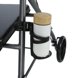 Joymaney – Support de bouteille d'oxygène pour déambulateur, rollator et fauteuil roulant – Compatible bouteilles D et E – Armature en acier avec sangles et porte-gobelet – Installation facile pour tubes 25 à 28,6 mm