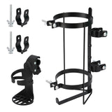 Joymaney – Support de bouteille d'oxygène pour déambulateur, rollator et fauteuil roulant – Compatible bouteilles D et E – Armature en acier avec sangles et porte-gobelet – Installation facile pour tubes 25 à 28,6 mm