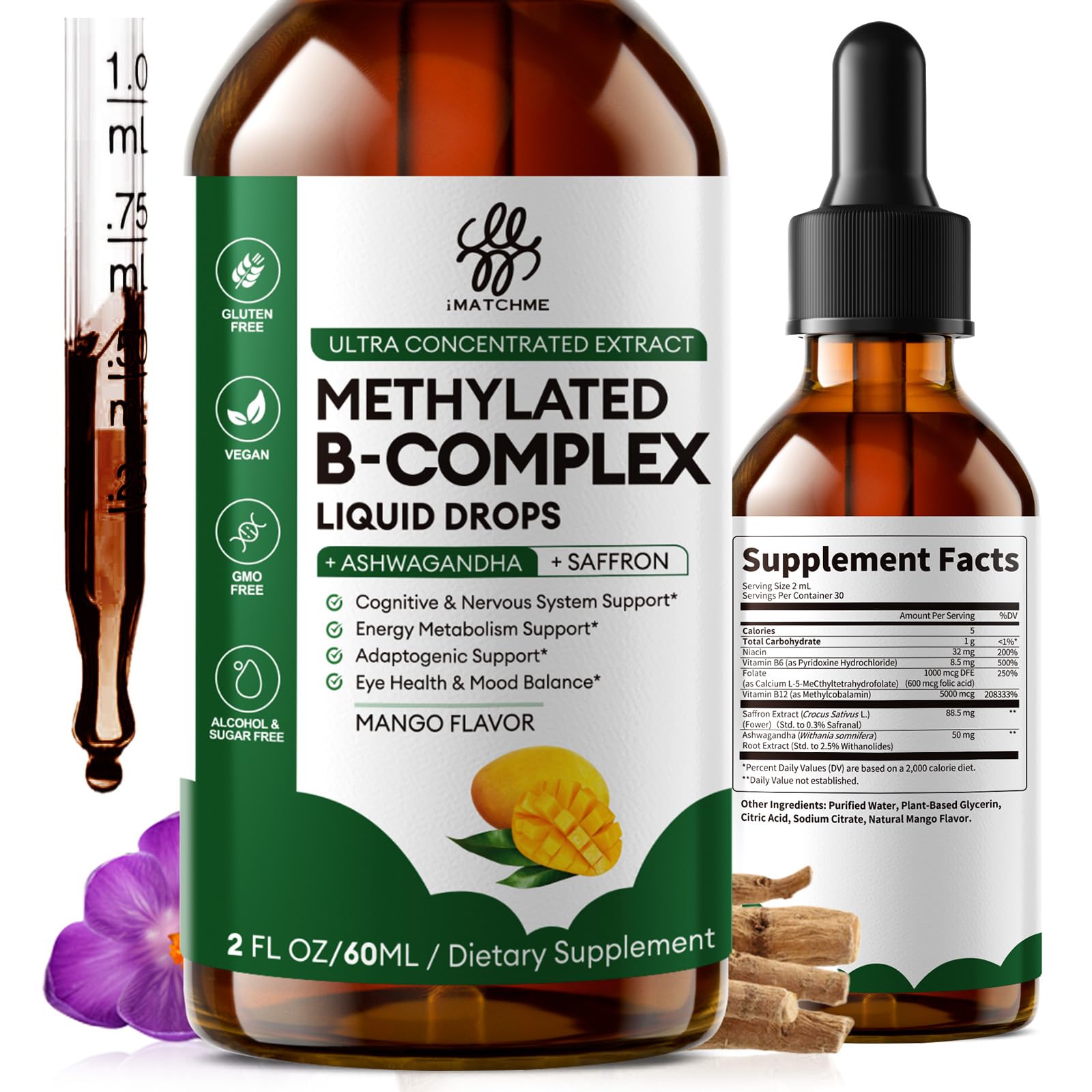 iMATCHME Complexe B Méthylé, flacon: absorption optimale et énergie durable.
