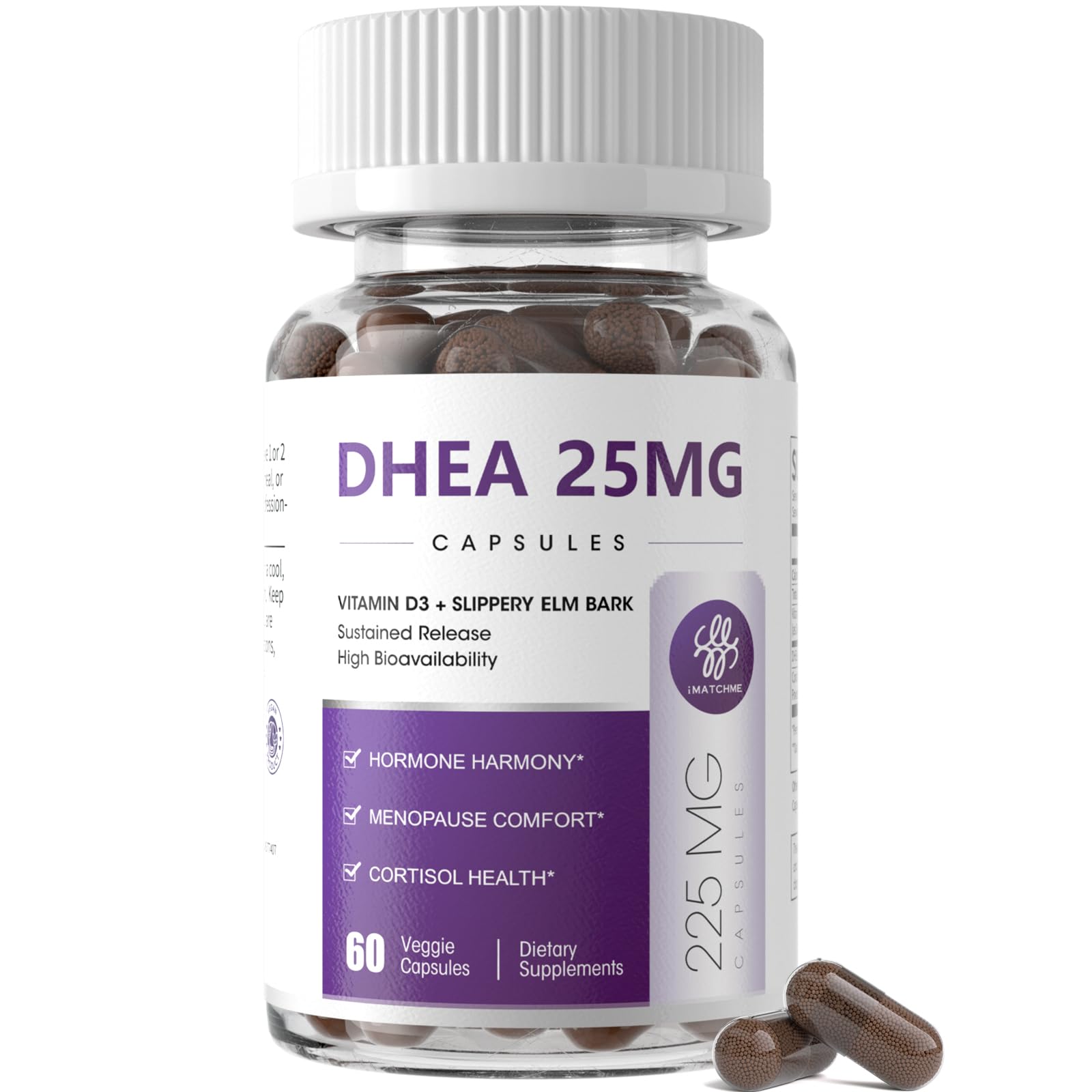 iMATCHME DHEA 25 mg – bouteille: soutien hormonal et énergie naturelle.