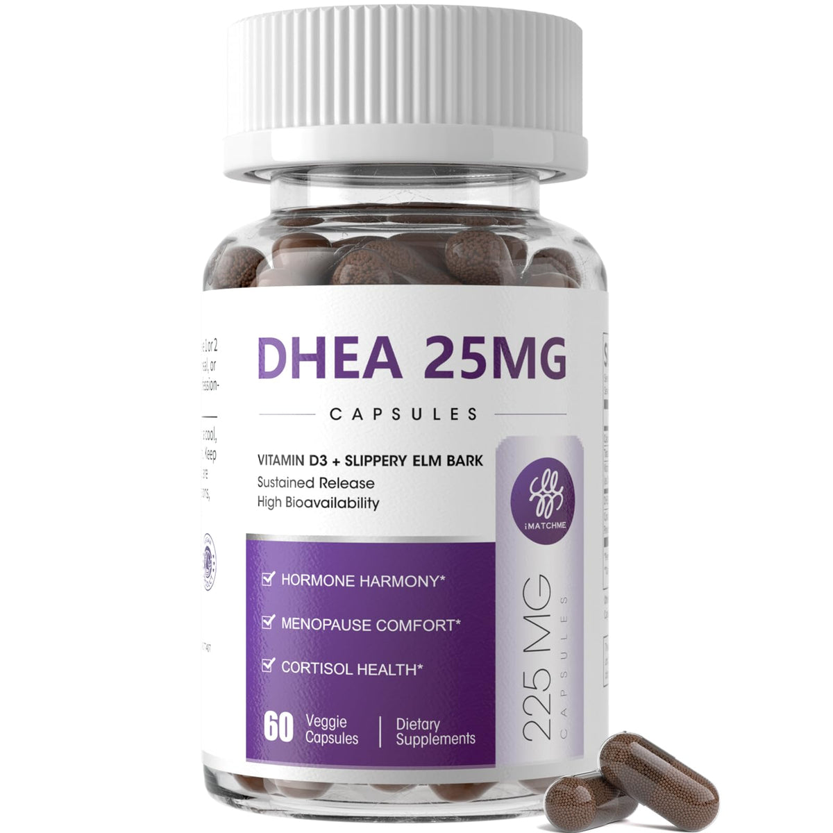 iMATCHME DHEA 25 mg – bouteille: soutien hormonal et énergie naturelle.