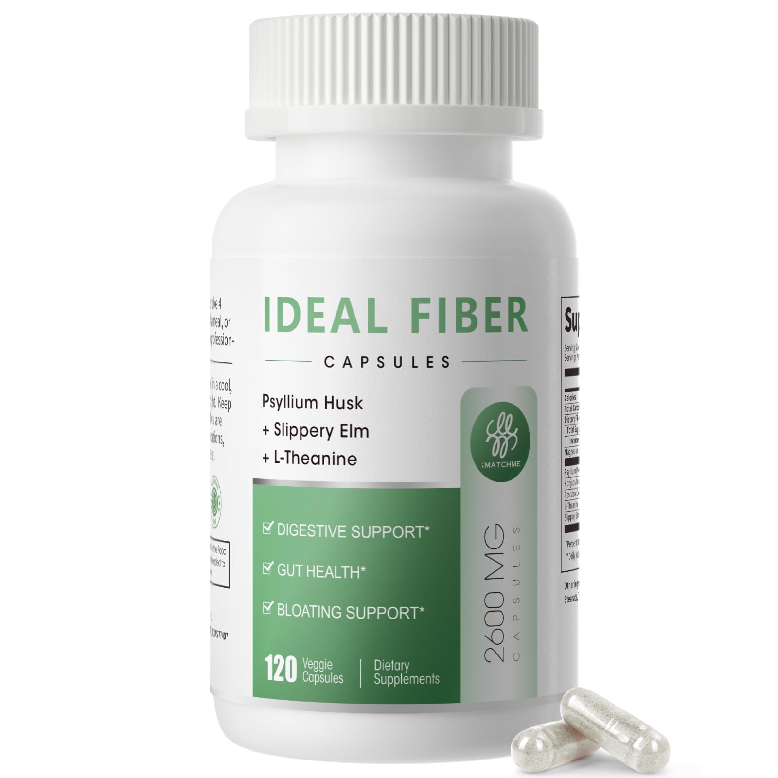 iMATCHME Fibres capsules – bouteille et étiquette, pratique pour routine digestive