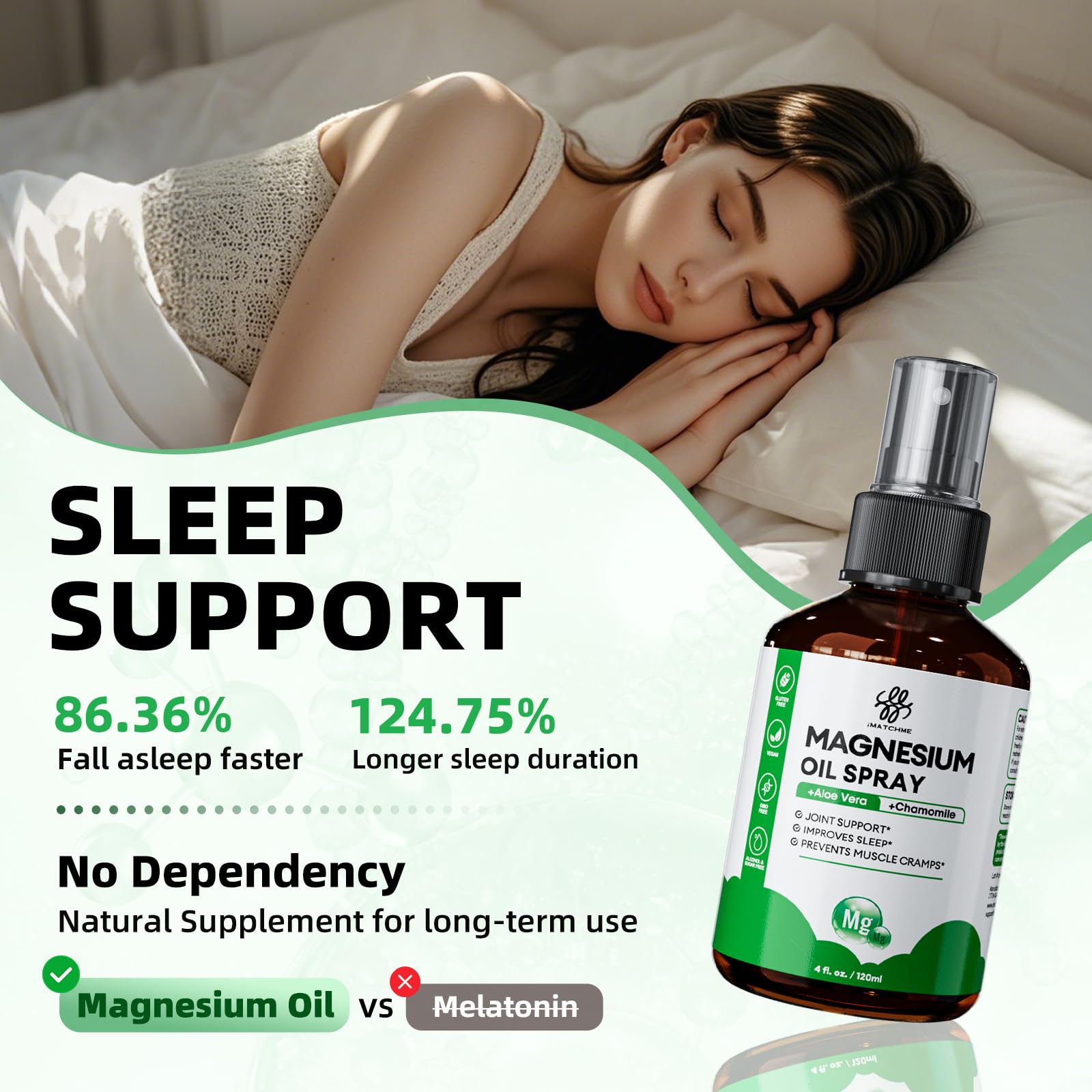 Sérénité du sommeil grâce au spray magnésium iMATCHME et récupération