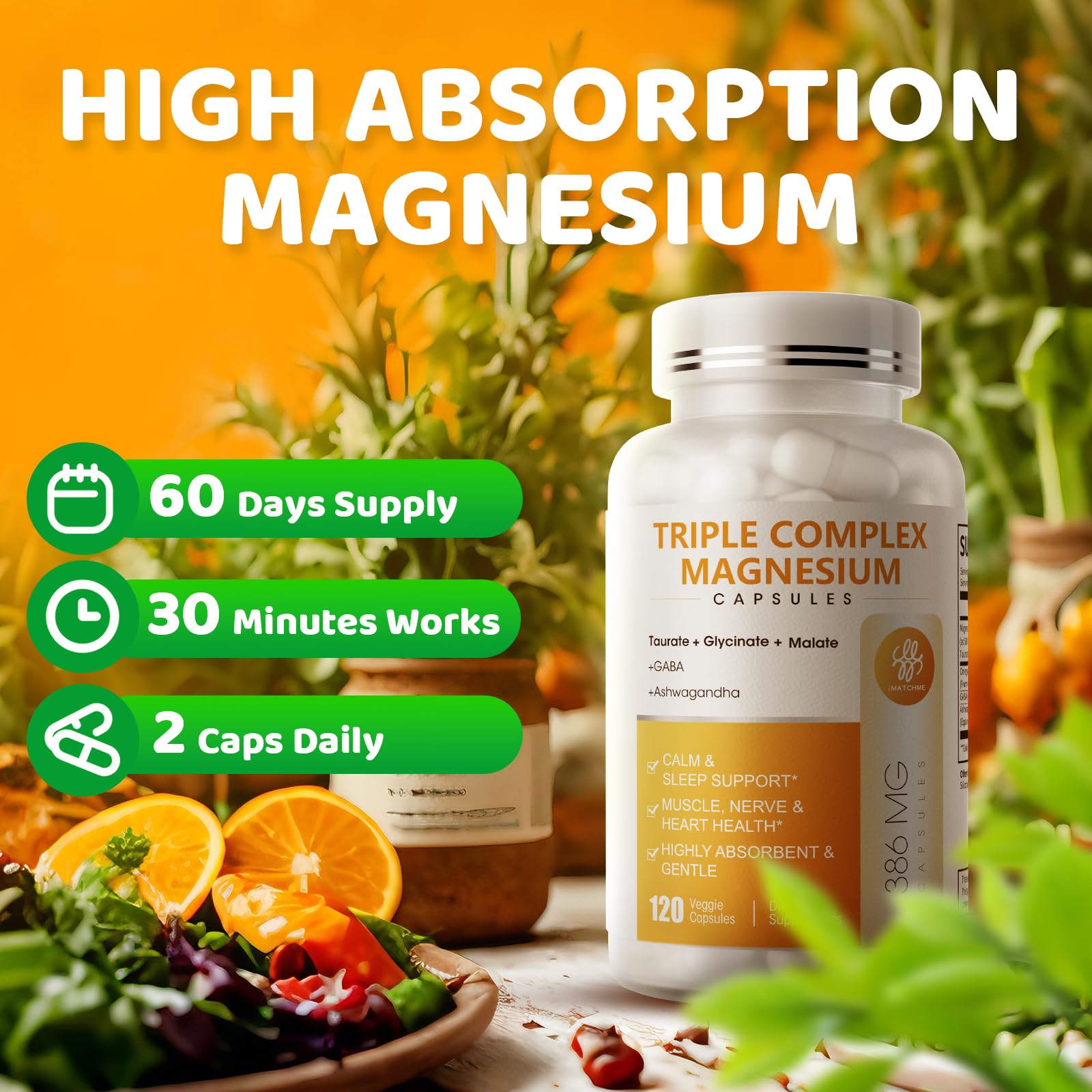 iMATCHME Triple Magnésium Complex — emballage recyclable et dose journalière facile à lire.