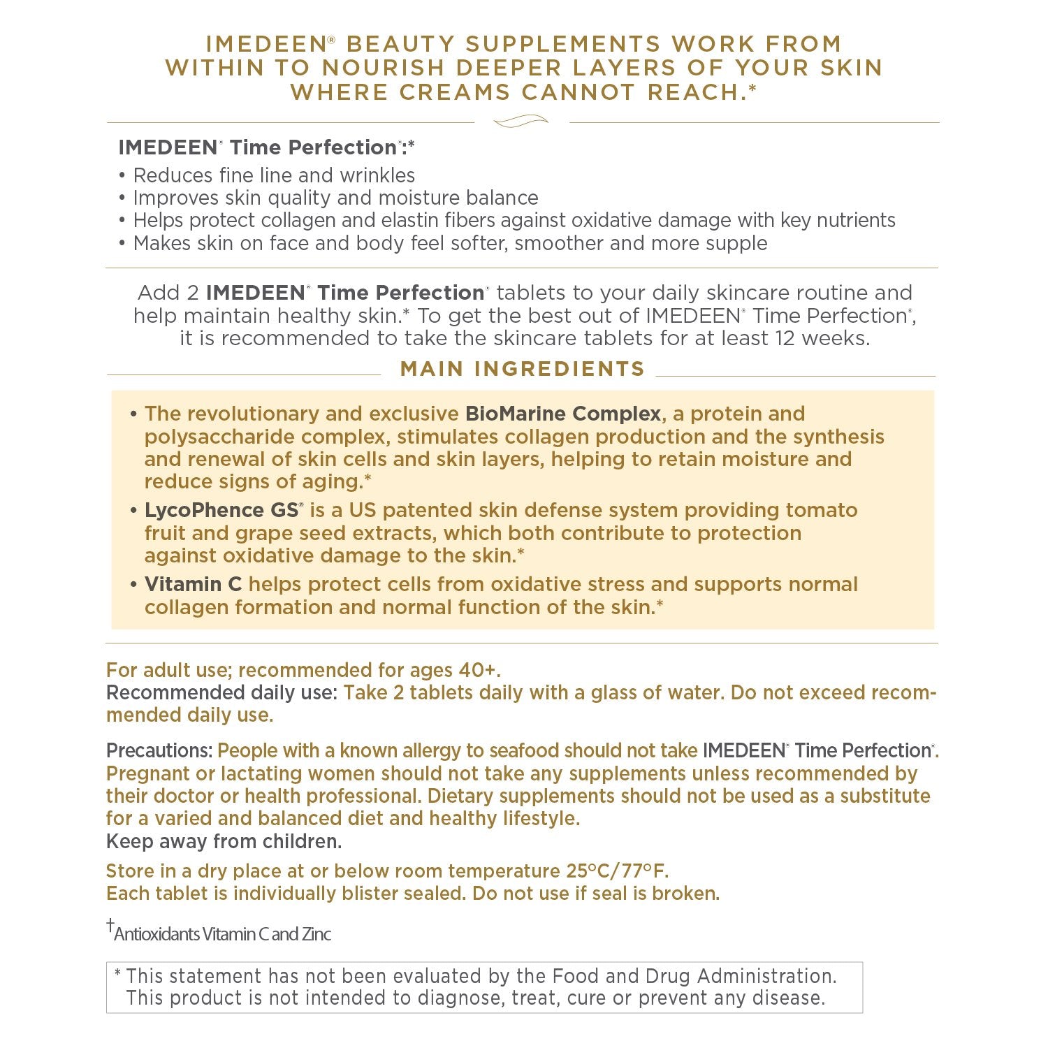 Mode d'emploi Imedeen Time Perfection, guide simple pour l'usage quotidien.