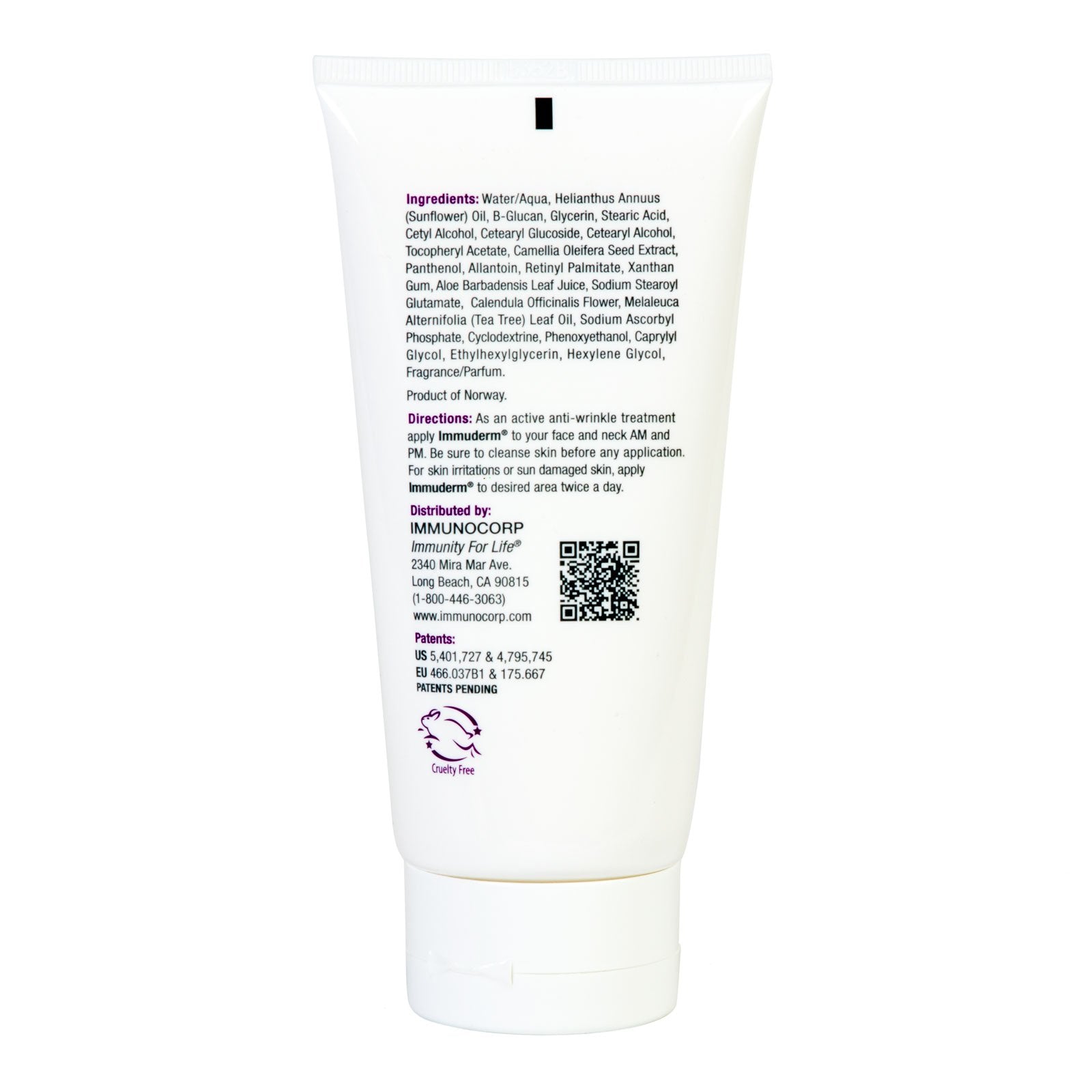 Immuderm texture crème veloutée : hydratation légère et soin quotidien.