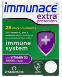 Immunace Extra Protection : tablettes dans boîte, soutien potentiel au bien-être quotidien.