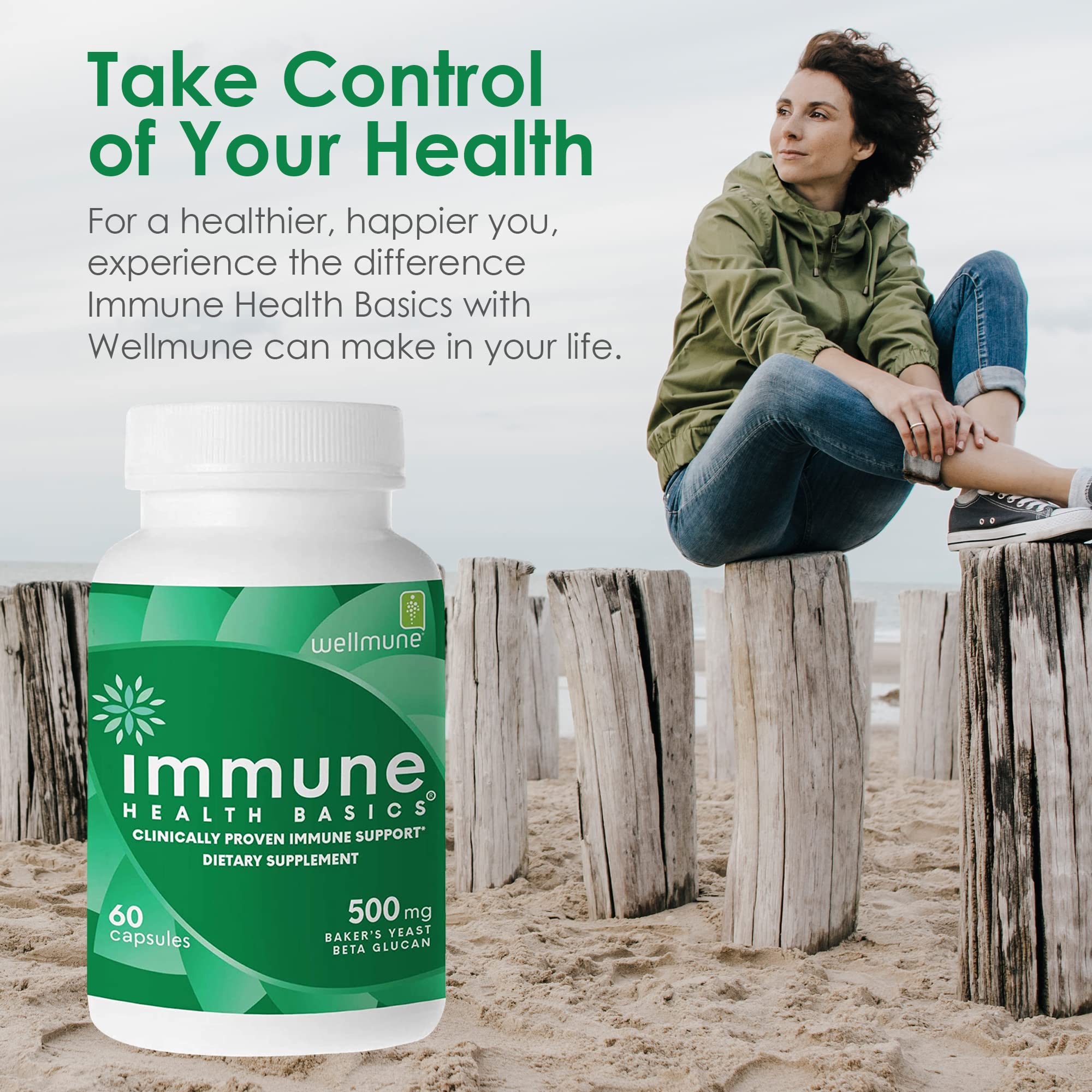 Étiquette Immune Health Basics indiquant sans gluten et sans lactose