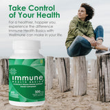 Étiquette Immune Health Basics indiquant sans gluten et sans lactose
