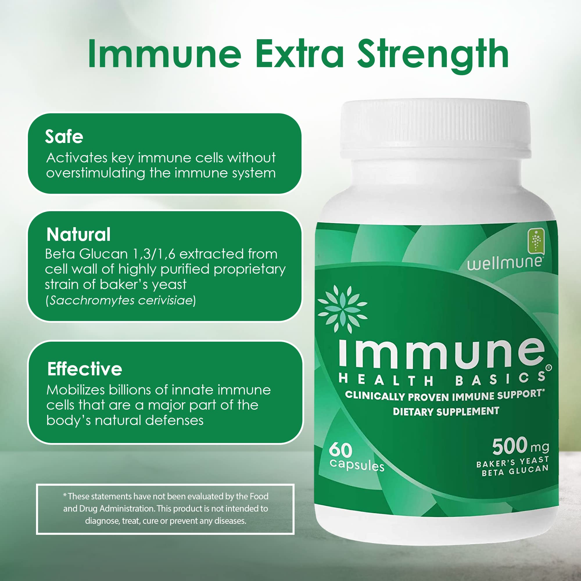 Gélules Immune Health Basics 500 mg avec beta glucane purifié