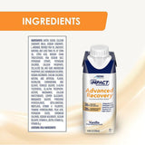 Impact Advanced Recovery étiquette nutritionnelle montrant le mélange d’arginine, oméga-3 et nucléotides.