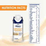 Impact Advanced Recovery vers le verre avec la boisson vanille, pratique après chirurgie.