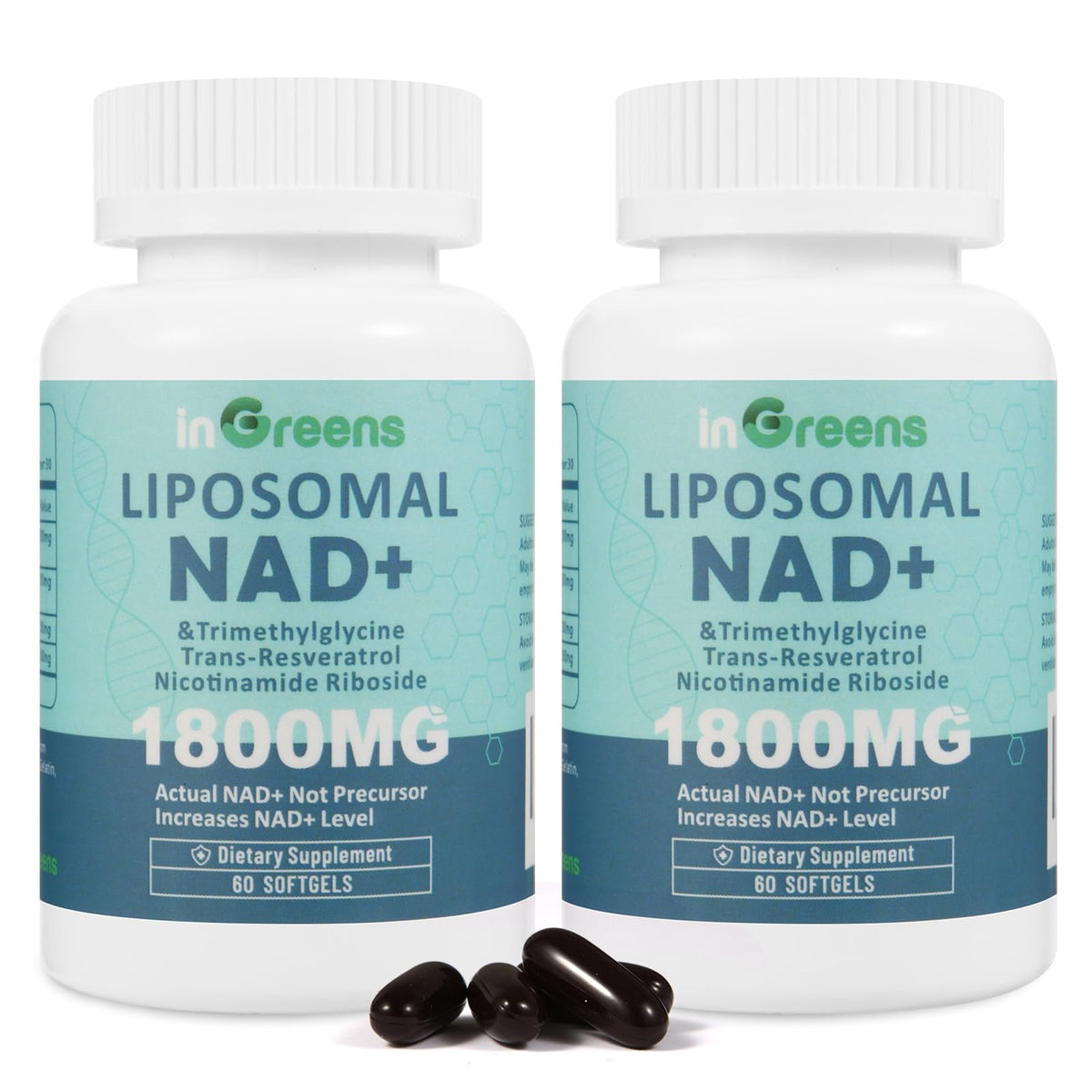 inGreens Liposomal NAD+ 1800 mg - bouteille, énergie quotidienne et absorption optimisée