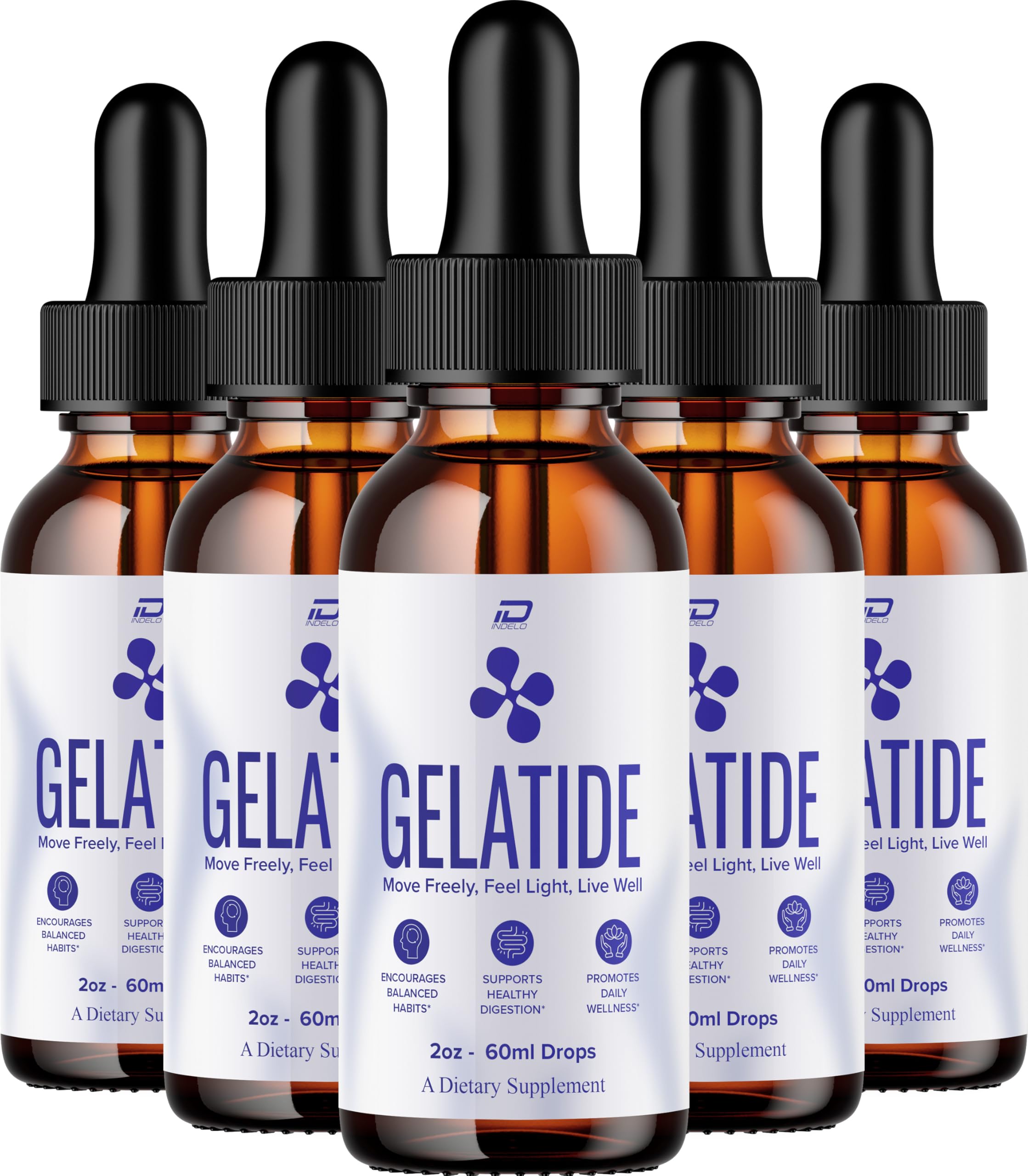 Indelo Gelatide Drops – bouteille et dosage précis pour le quotidien.