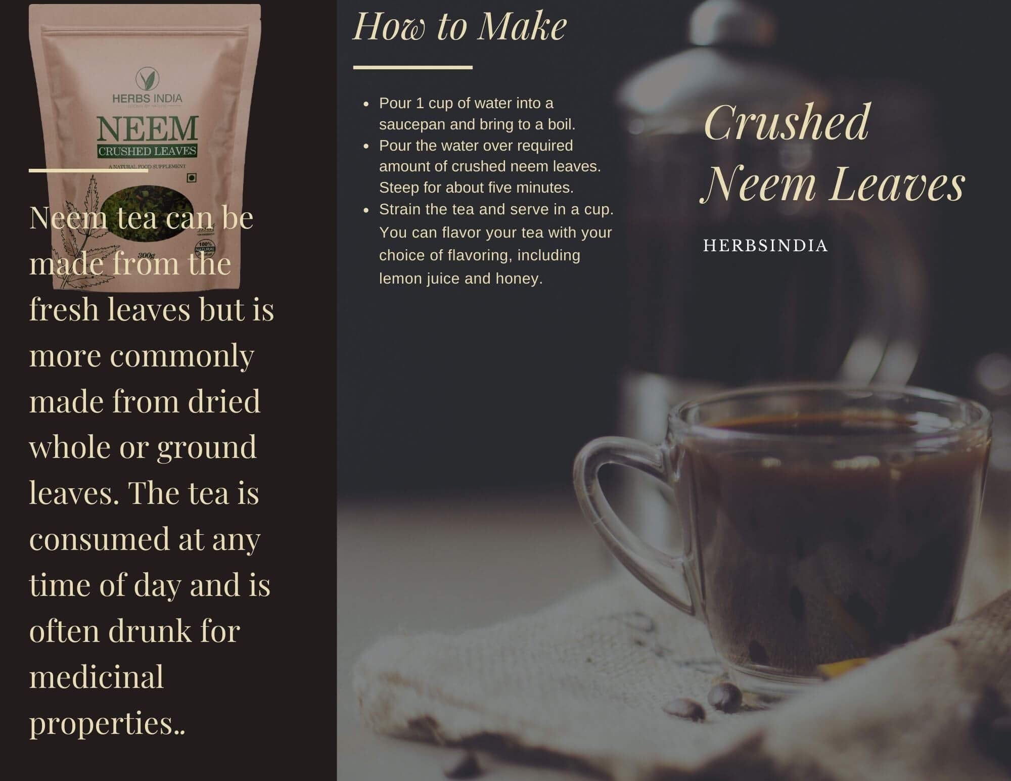 Arôme naturel neem India Herbs pour infusion aromatique et bien-être au quotidien.