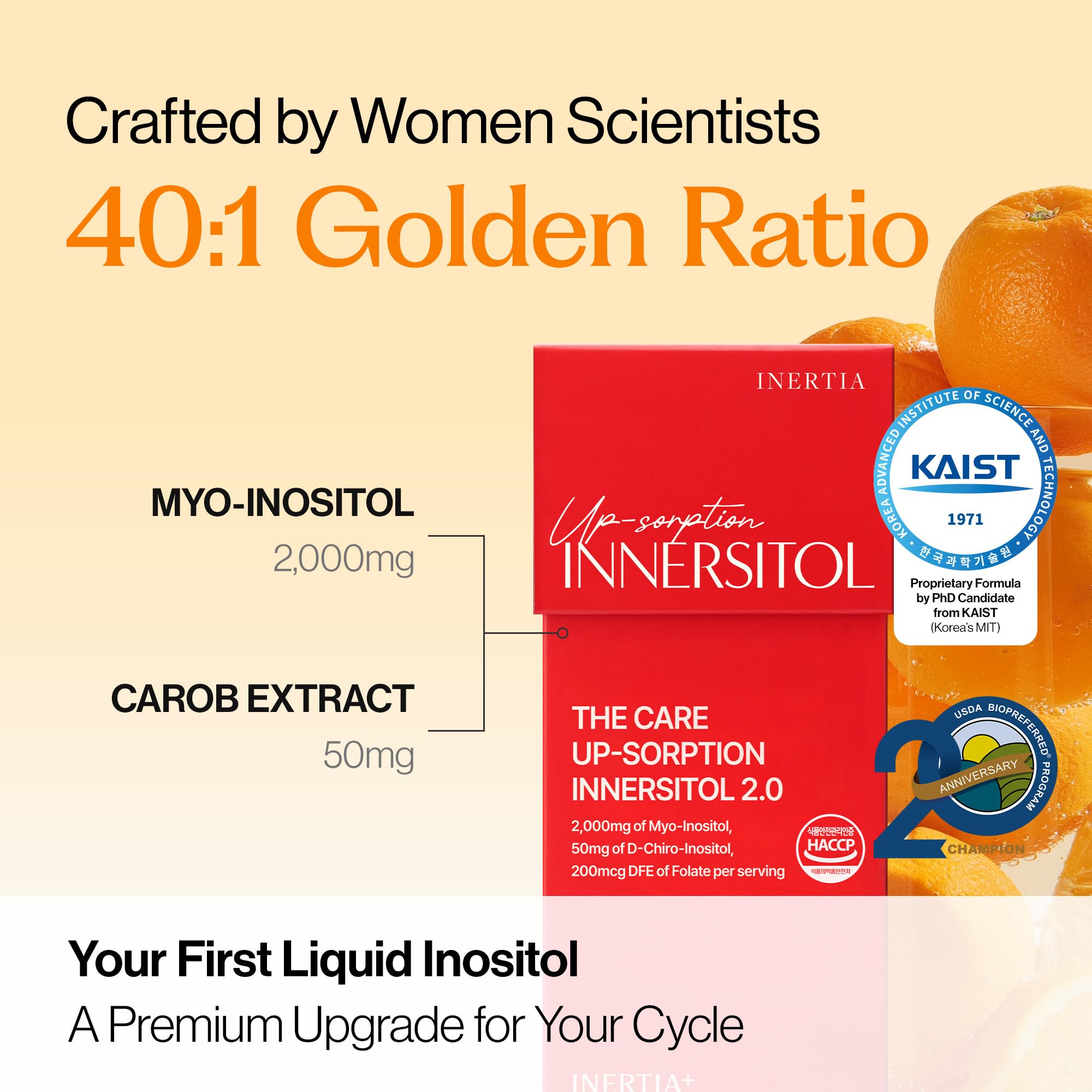 INERTIA+ INNERSITOL formule 40:1 Myo-D-Chiro pour un soutien hormonal potentiel.