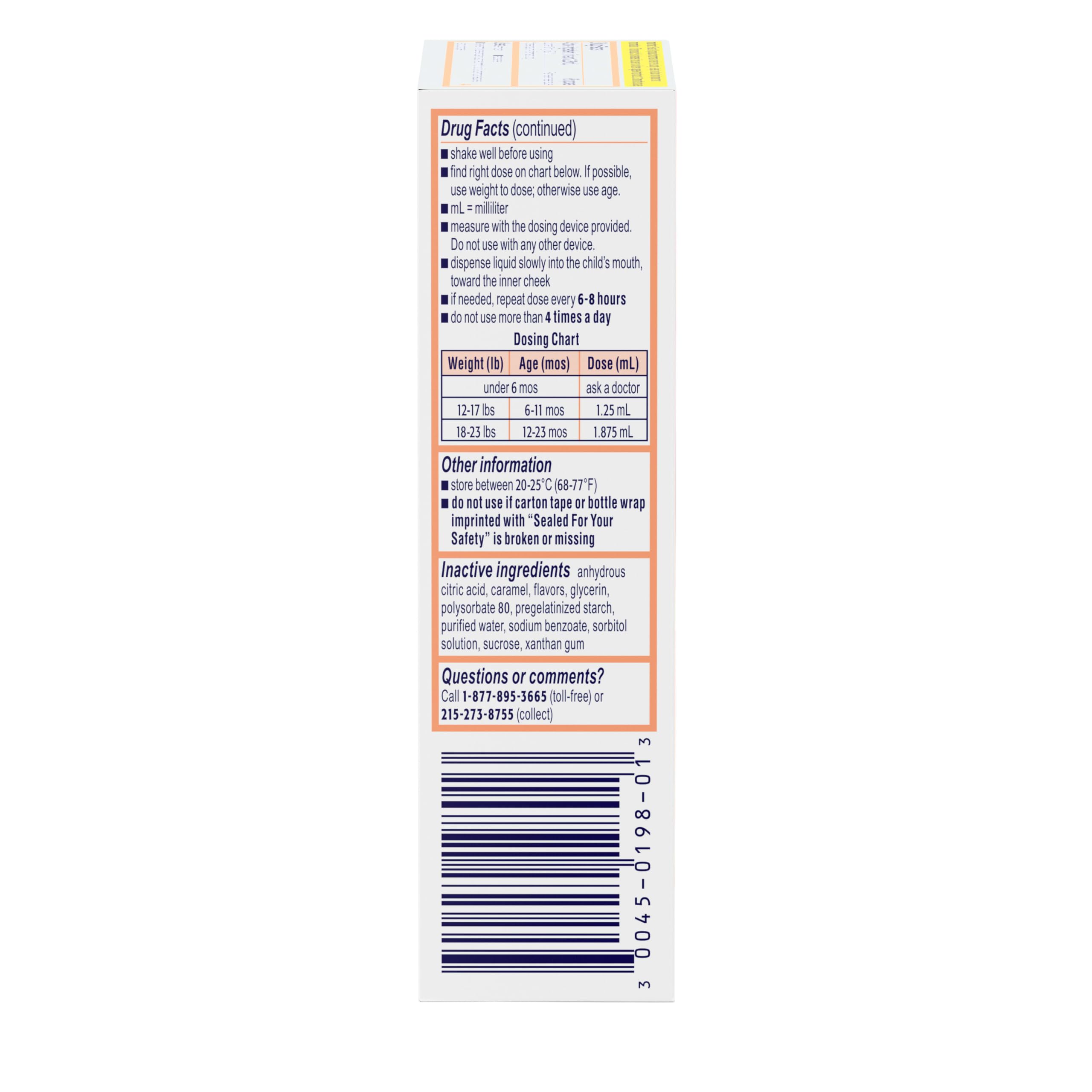 Dosage précis dans la seringue incluse pour Infants Motrin