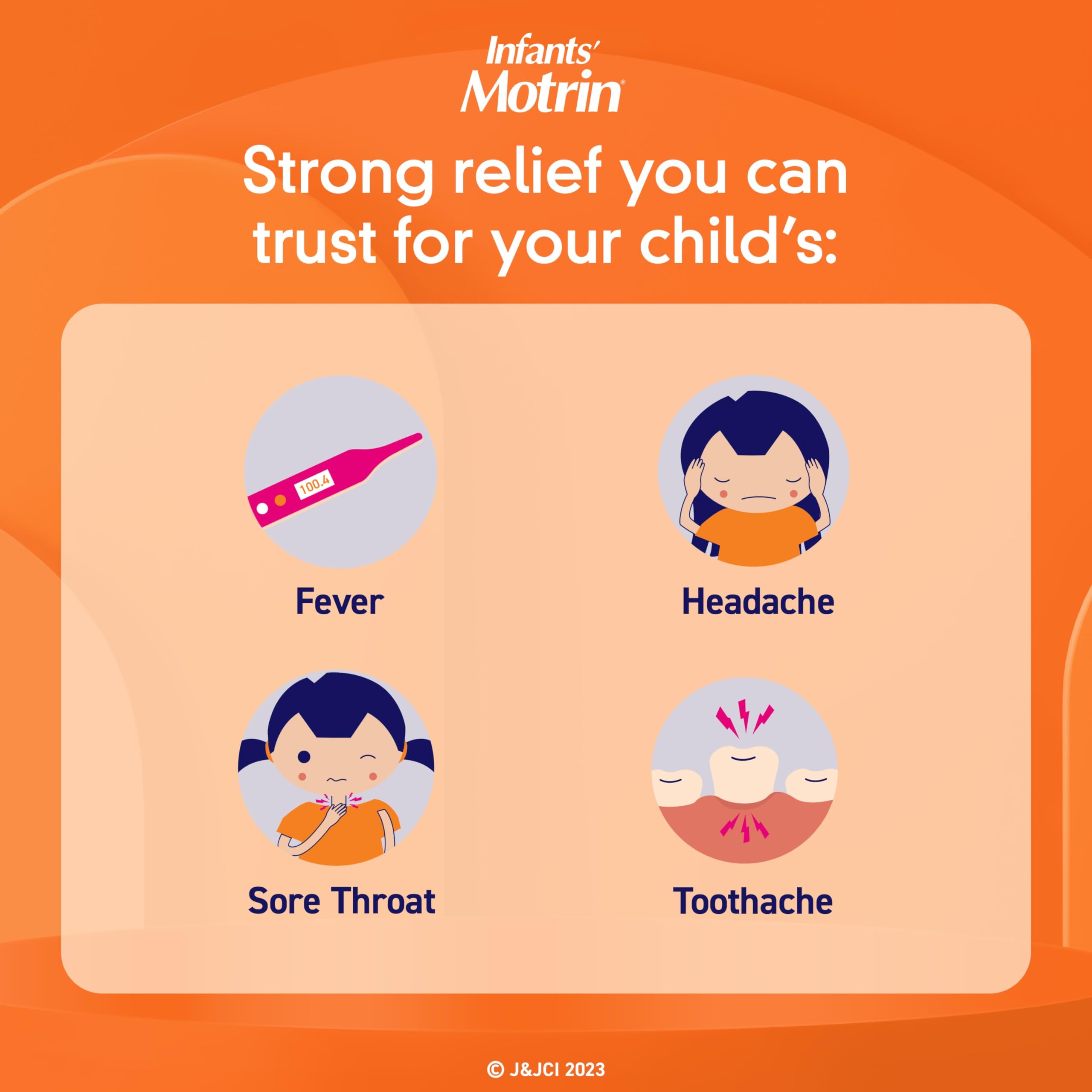 Séringue de dosage incluse avec Motrin Infants pour doser facilement et proprement