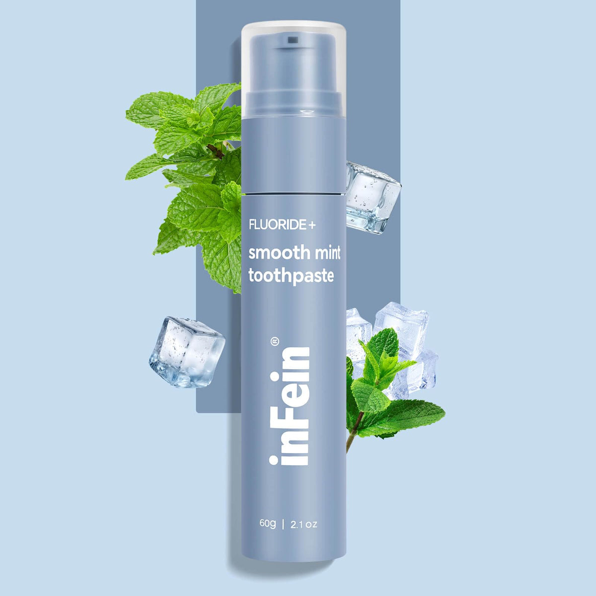 Dentifrice inFein menthe lisse en tube offrant une fraîcheur durable.