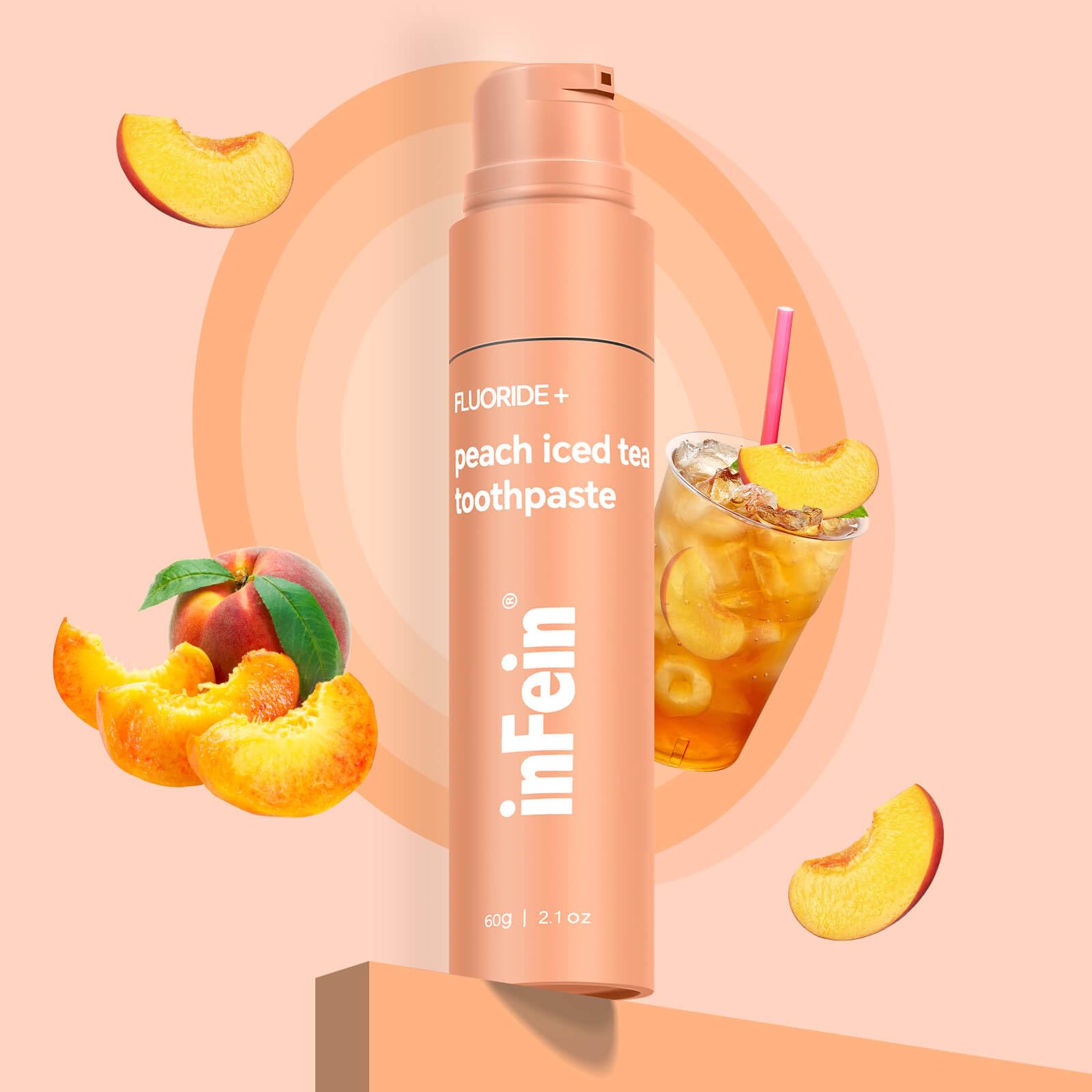 inFein dentifrice pêche glacée – brosse quotidienne rafraîchissante avec saveur fruitée.