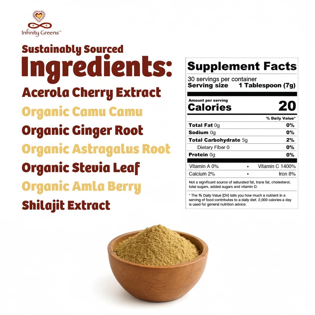 Infinity Greens Ingrédients vegan et Non-GMO sans additifs artificiels.