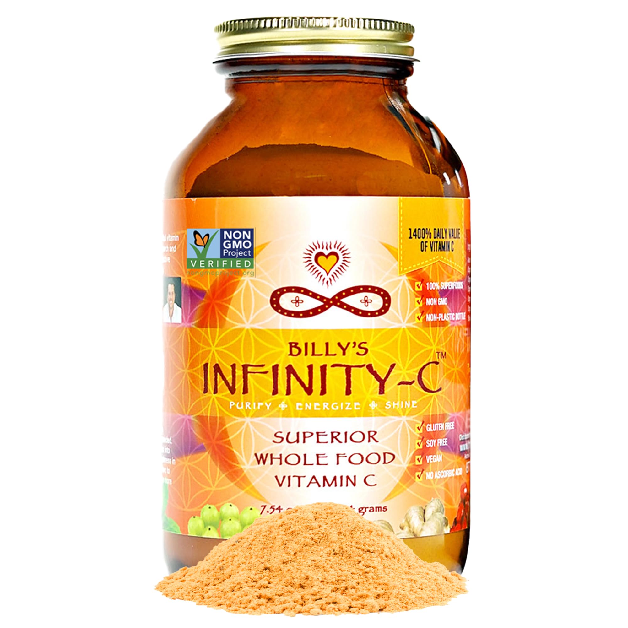 Infinity Greens Poudre vitamine C fruits entiers, source naturelle de vitamine C efficace.