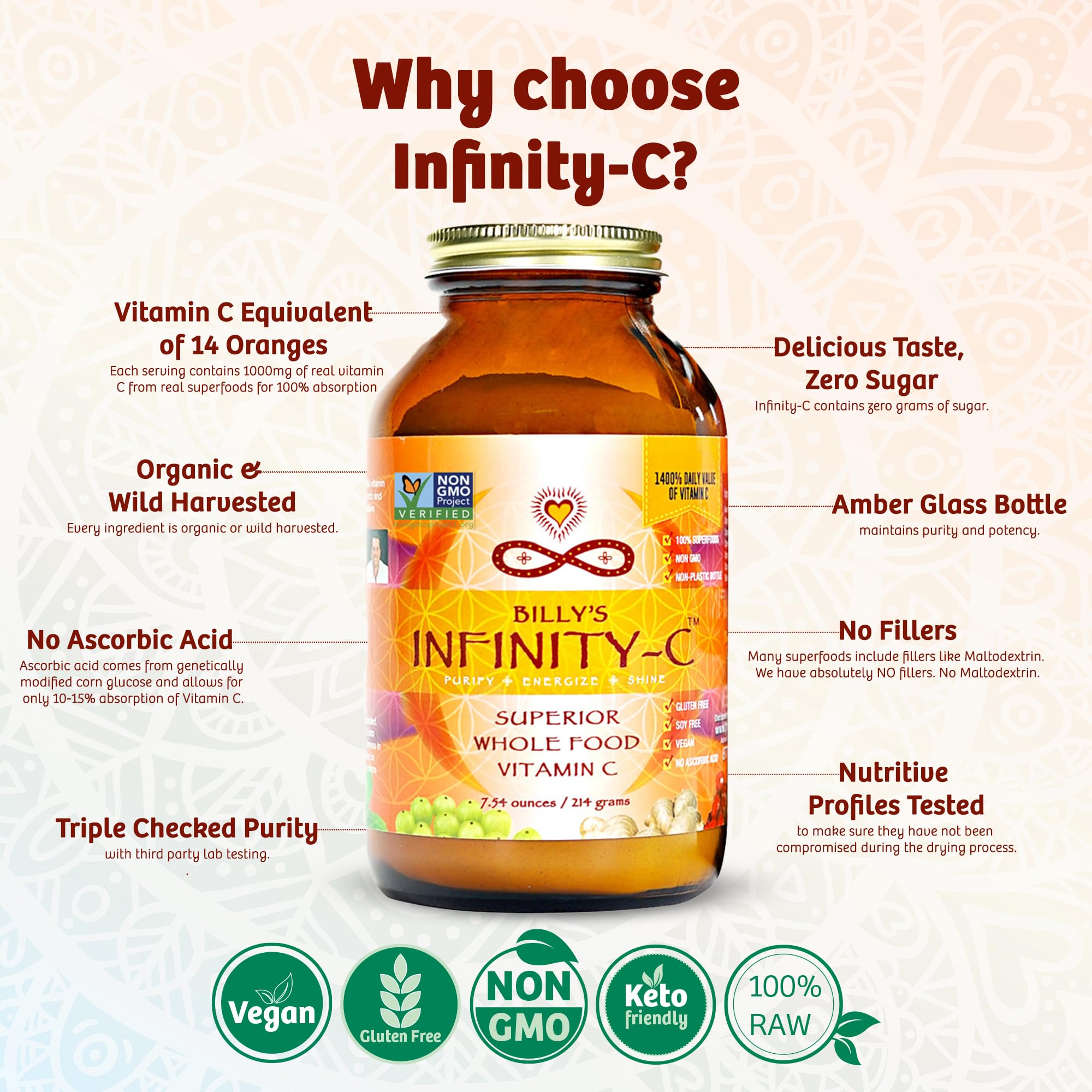 Infinity Greens Séchage à basse température préservant saveur et nutriments.