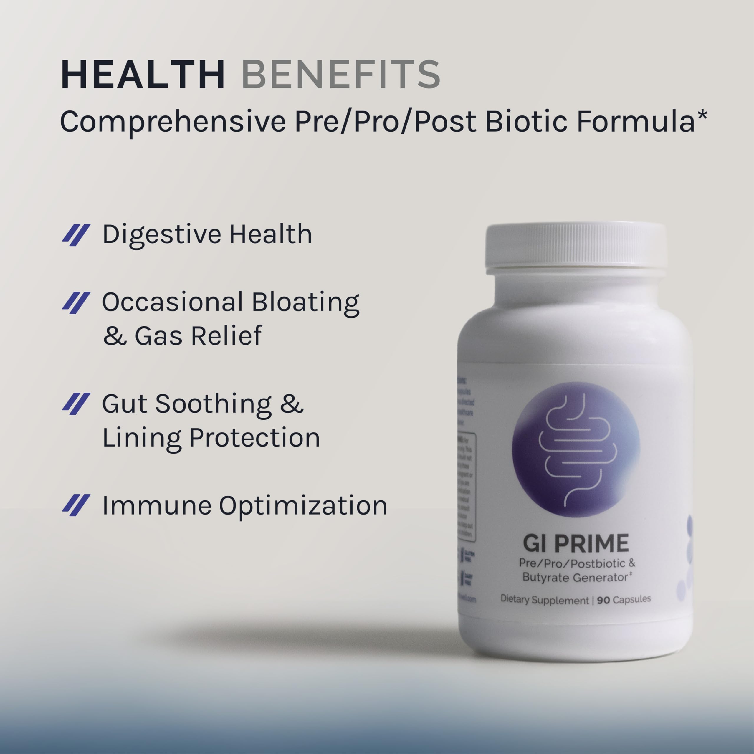 InfiniWell GI Prime – Capsules faciles à prendre, favorisant le bien-être intestinal potentiel.