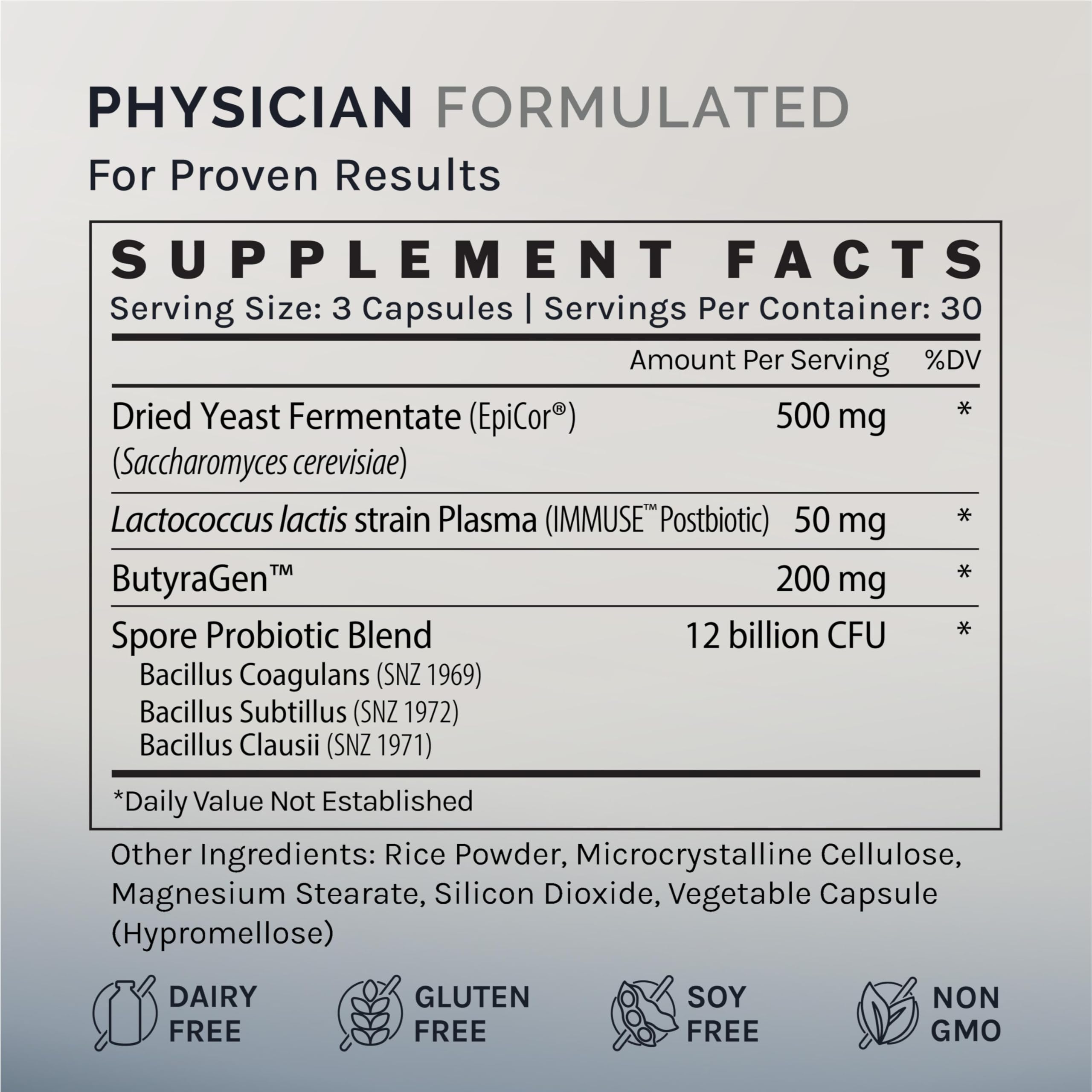 InfiniWell GI Prime – Tableau nutritionnel clair pour comprendre l'apport des ingrédients.
