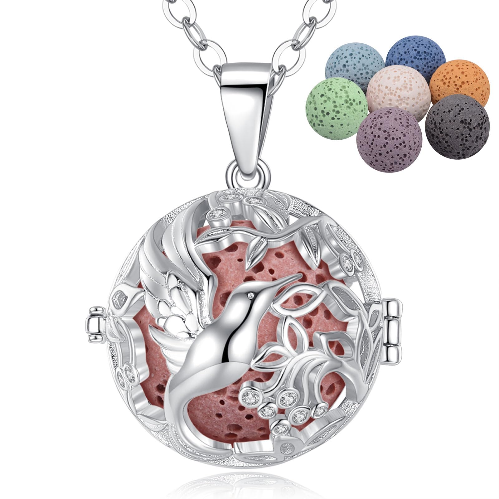 INFUSEU collier-diffuseur avec pierre-lave, idéal pour aromathérapie portable.