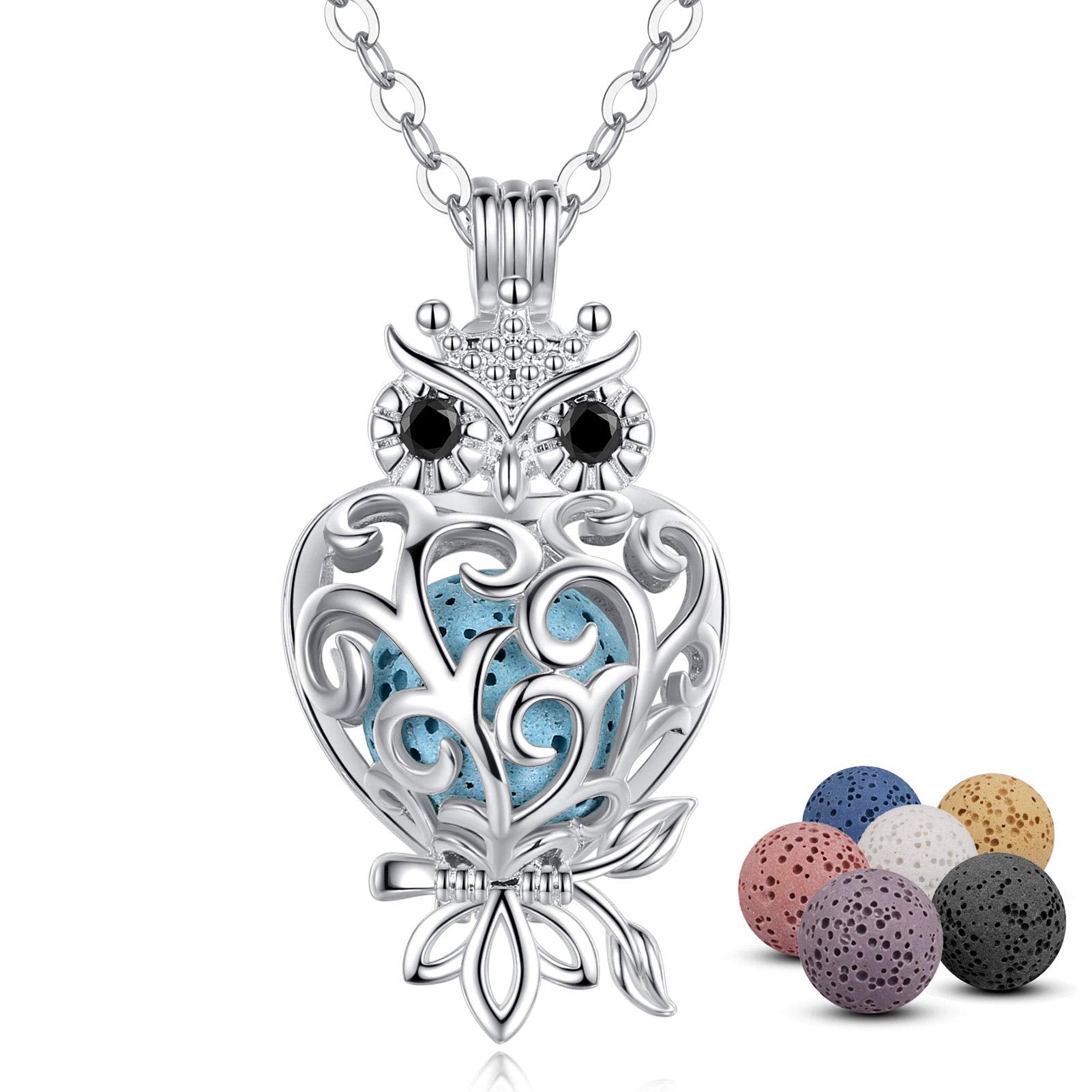 Collier INFUSEU hibou avec diffuseur d'huiles essentielles pour détente
