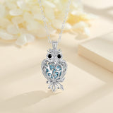 Pendentif hibou INFUSEU et pierres de lave