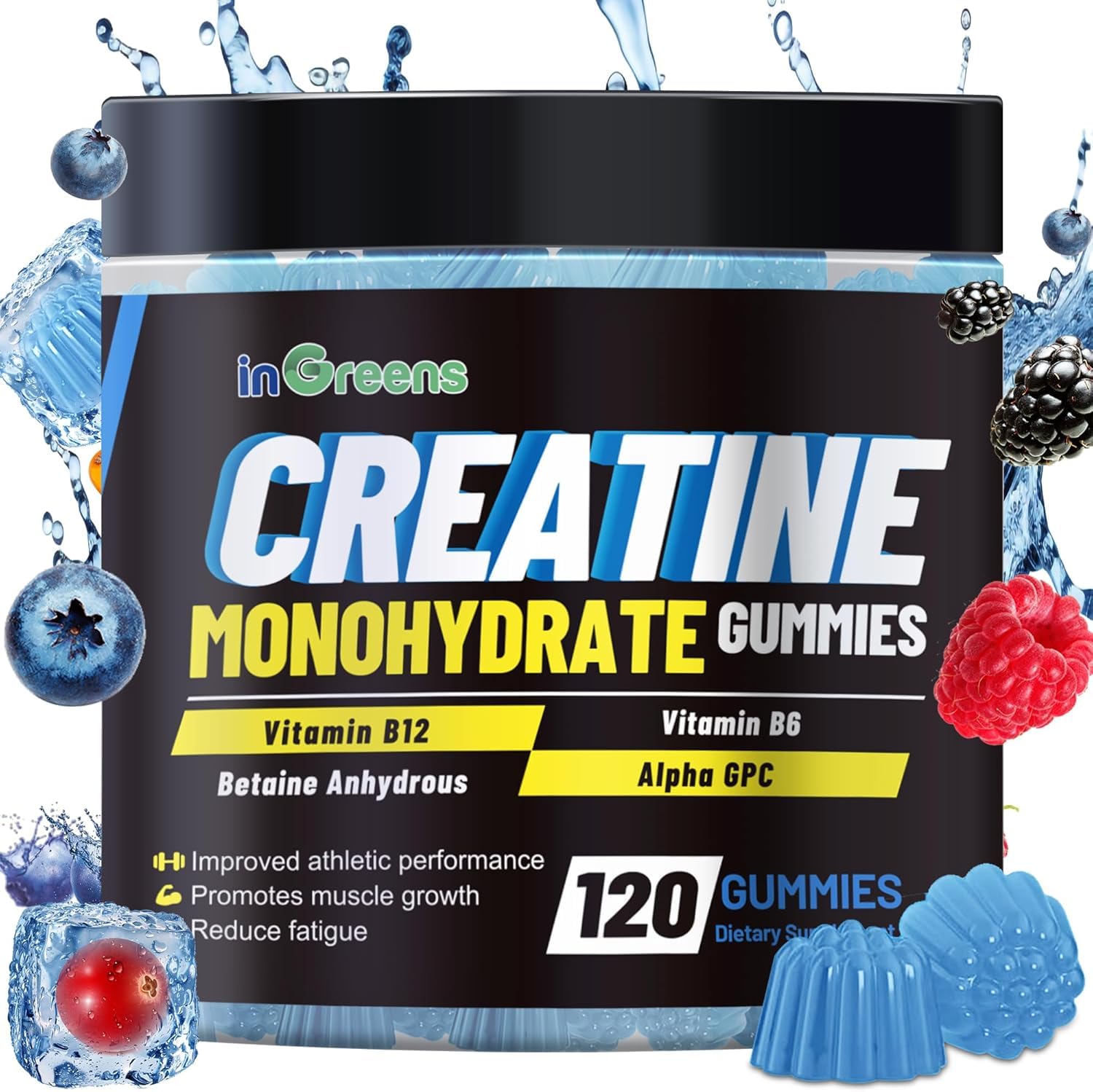 inGreens gommes creatine monohydrate emballage clair et pratique pour le rangement.