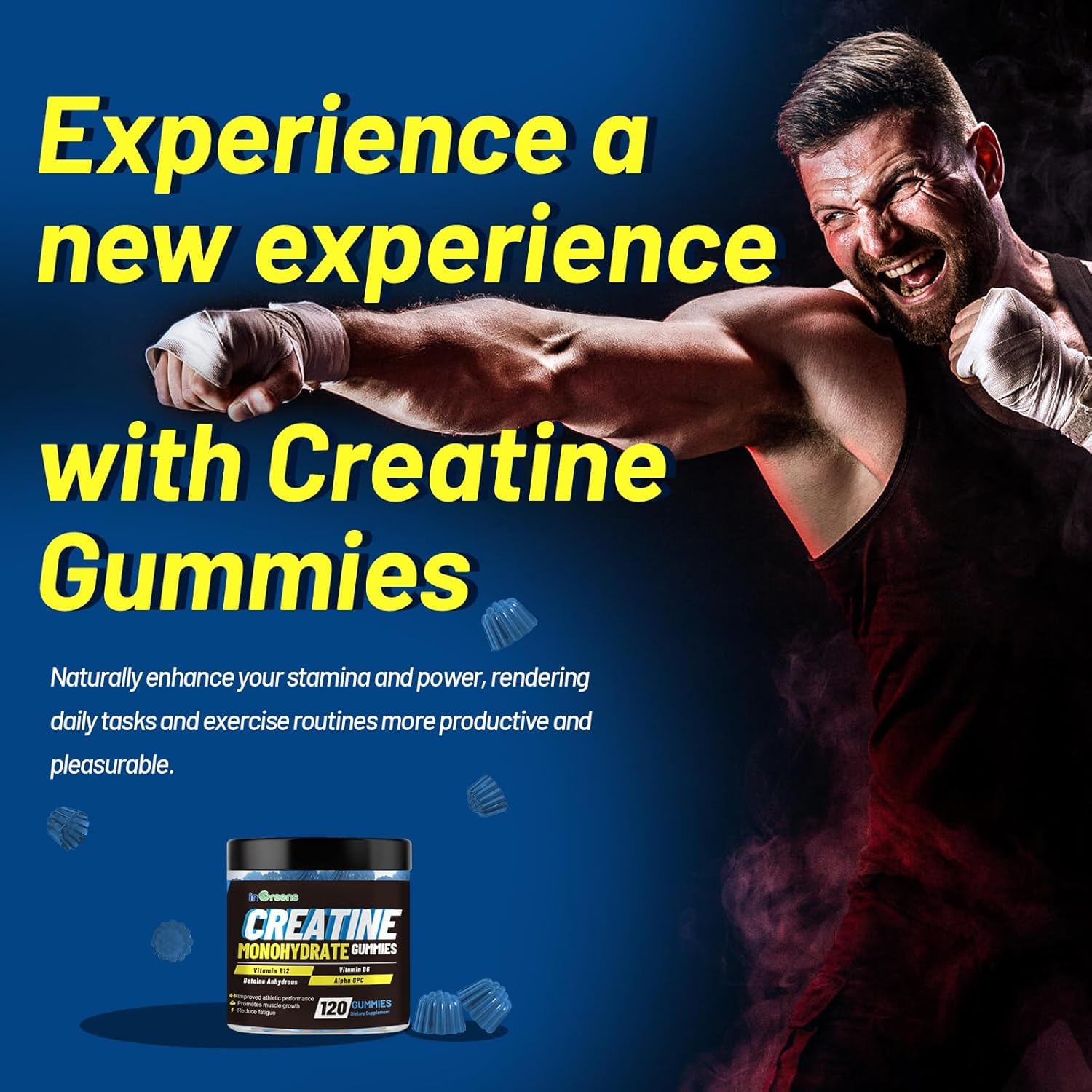 inGreens gommes creatine monohydrate texture souple et facile à mâcher.