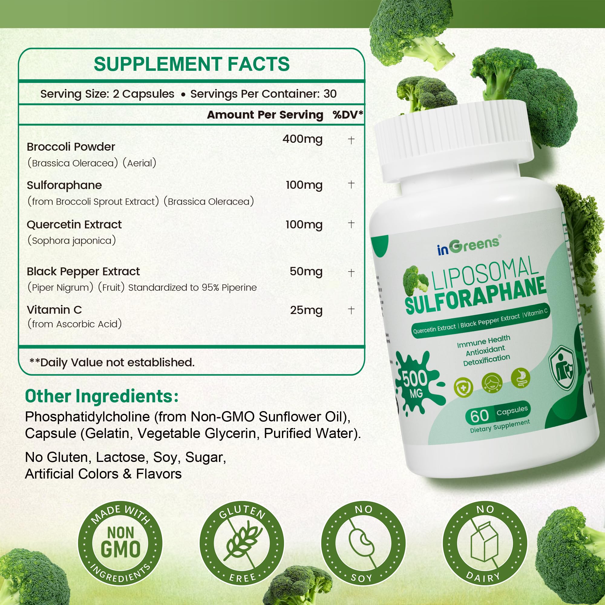 inGreens Liposomal Sulforaphane — capsules faciles à avaler pour une énergie durable