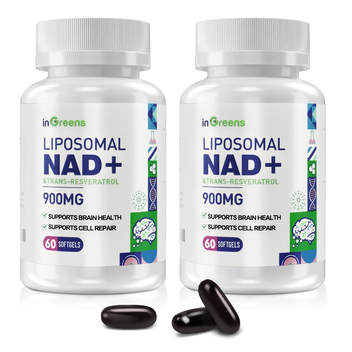 inGreens NAD liposomal 900 mg en bouteille: absorption rapide et énergie soutenue