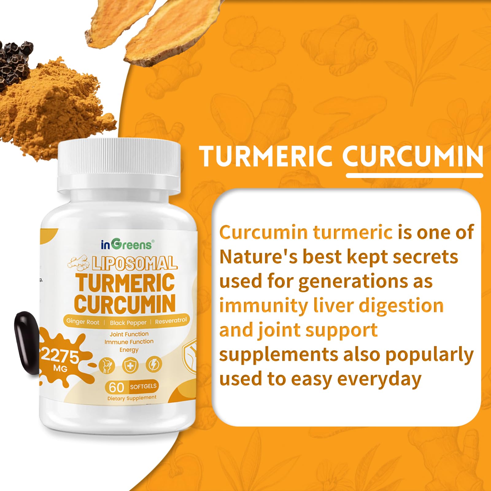 InGreens Turmeric biologique, racine et extrait pour une formulation naturelle