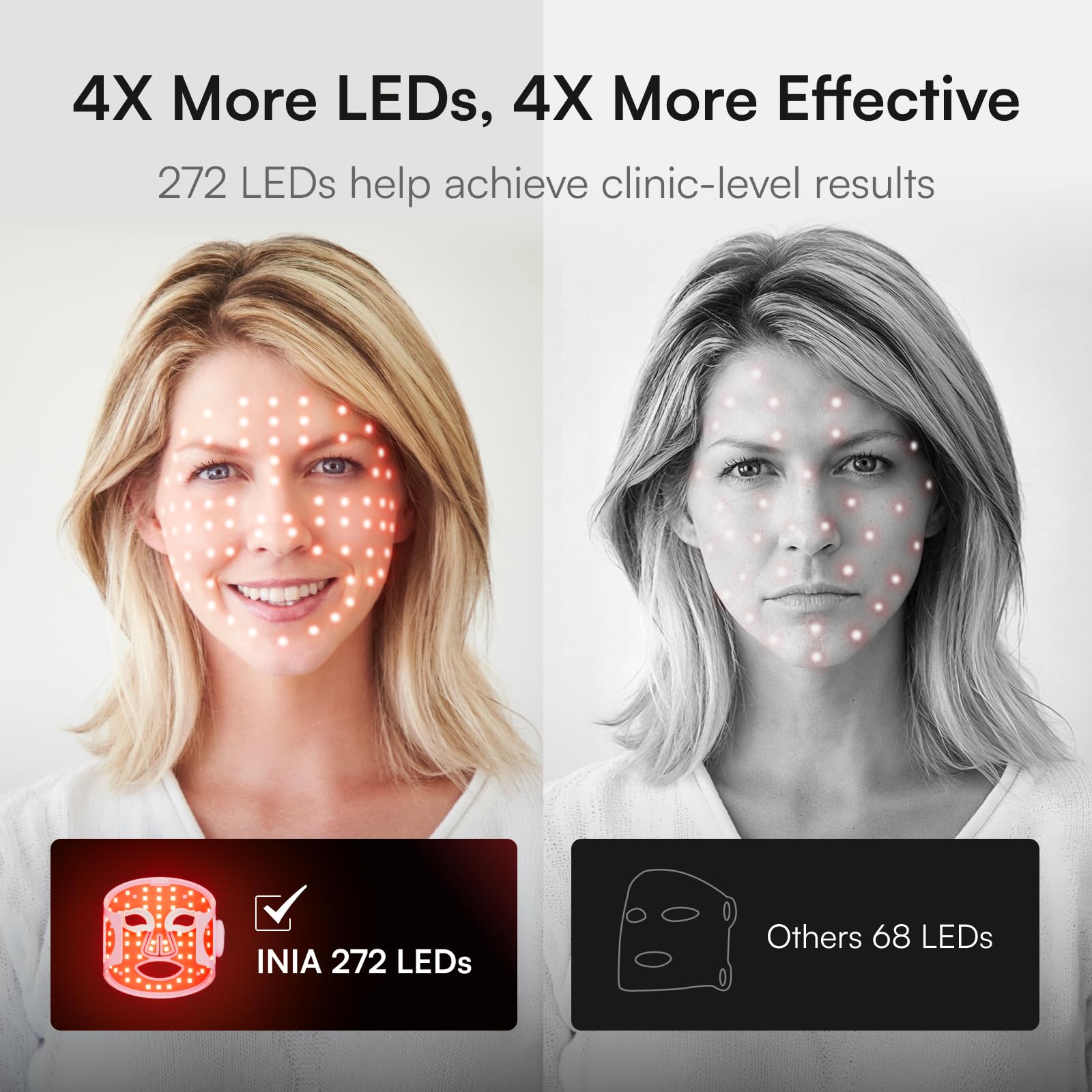 Masque INIA sans fil utilise une énergie 850 nm pour détendre le visage.