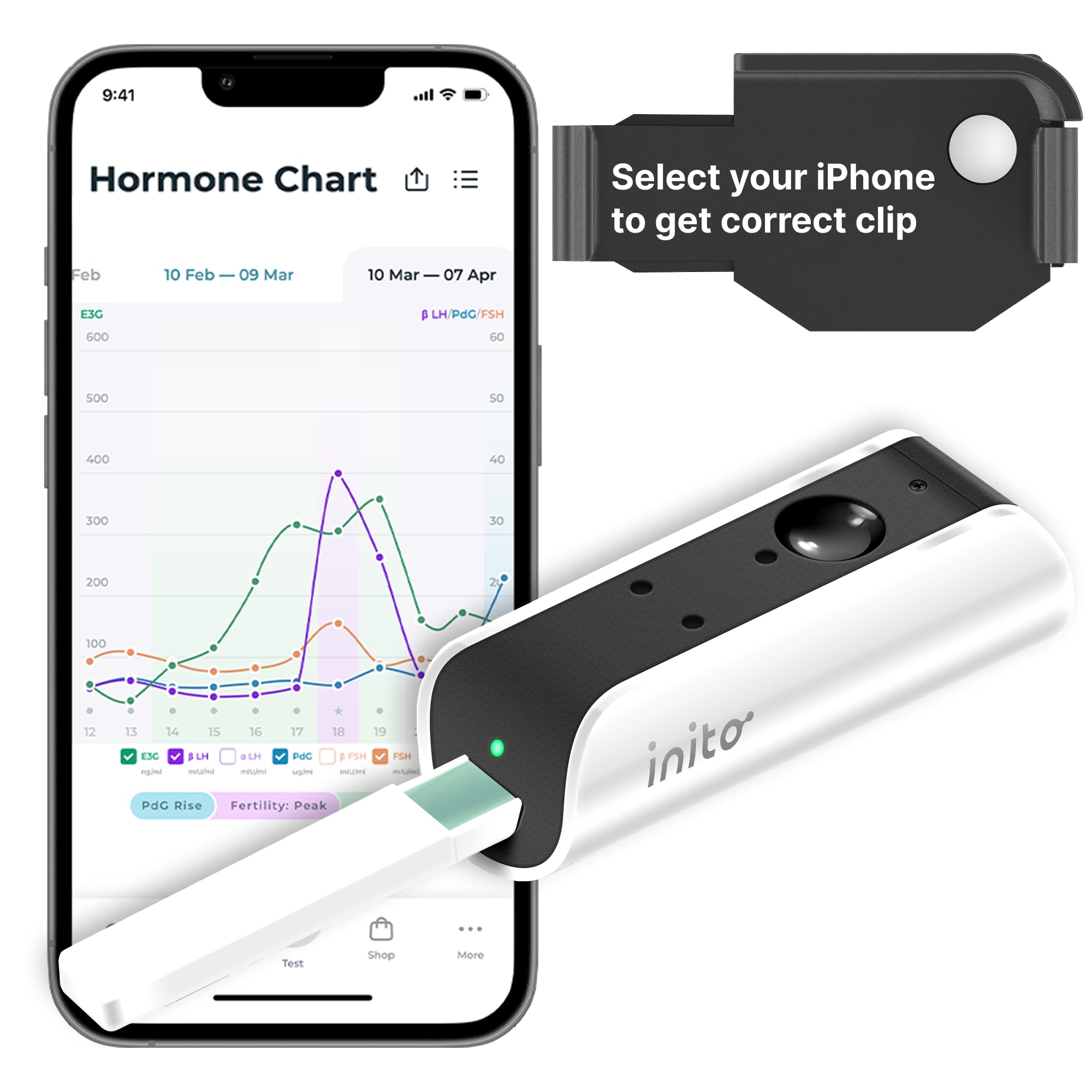 Inito Monitor fertilite affiche l'écran et aide à suivre les hormones pour comprendre son cycle.