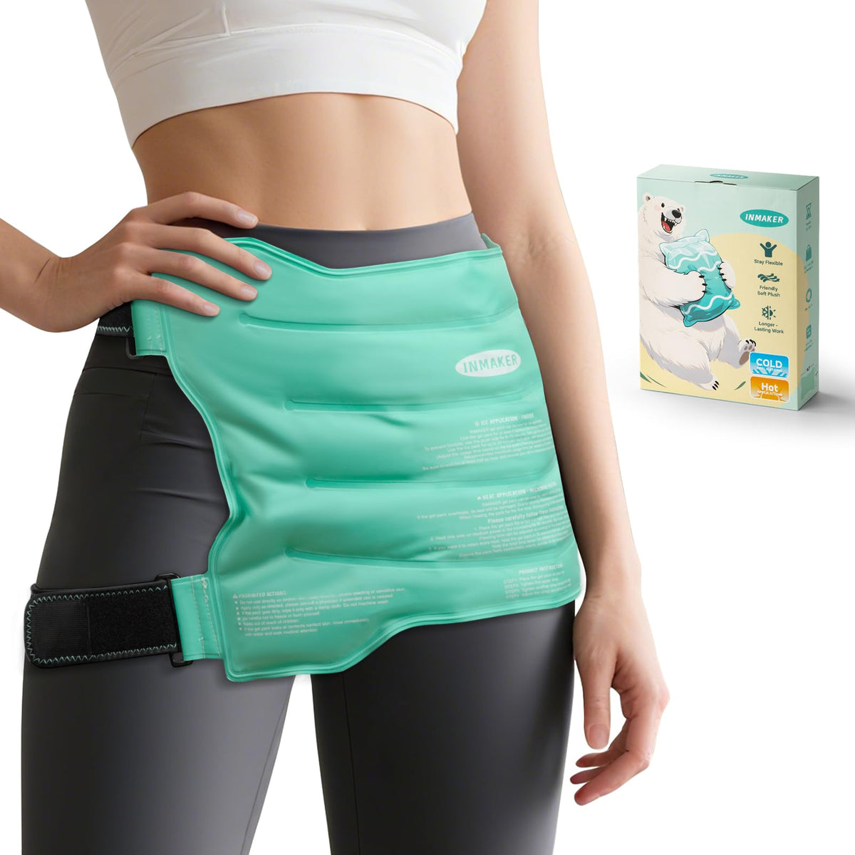 INMAKER Hanche pack gel doux et ergonomique, moulant doucement la hanche pour le confort.