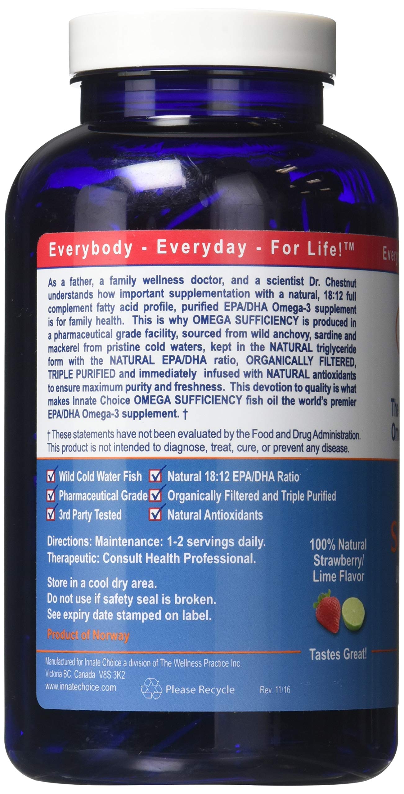 Innate Choice gelules huile poisson fraise citron vert, emballage pratique.