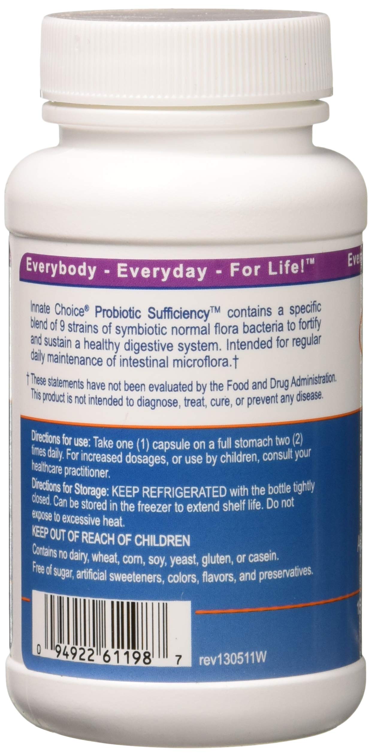 Innate Choice Probiotic Sufficiency – capsules visibles et promesse de soutien possible du confort digestif